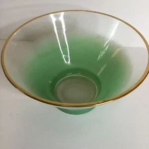Vintage Blendo grün ombre Glasschale 11" Goldrand Midcentury Modern konisch MCM - Bild 1 von 12