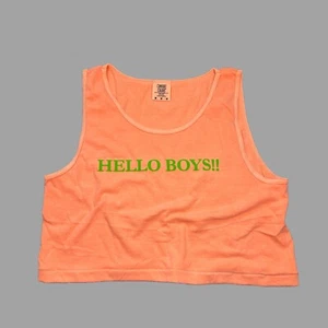 HELLO BOYS 3D Puff Logo Custom print men orange crop tank top by H.E.Arts design - Picture 1 of 7