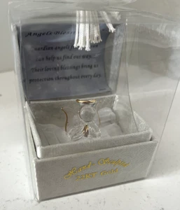 Caja de bendición de ángel contorno de oro amarillo de 22 quilates de vidrio soplado - Imagen 1 de 5