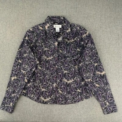 Blusa Westbound Abotonada Cachemira Estampado Floral Mediana Púrpura Negra Tostada Algodón Foto 1 de 4