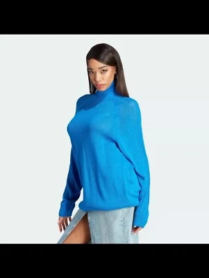 Adidas Blue Version BV Knit Sweater Womens S Wool Blend Turtleneck New - Image 1 of 4