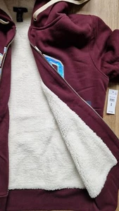 GAP Factory women's sherpa hoodie claret/silver size Medium BRAND NEW WITH TAGS - Picture 1 of 7