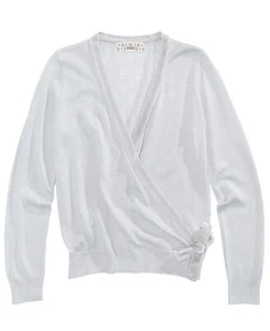 Pink Republic Girls Velvet-Trim Wrap Sweater (Medium, Pirate Hook) $40 - Picture 1 of 2