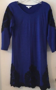 Charming Charlie Long Sleeved Dress Royal Blue Black Lace Size Small Acrylic - Picture 1 of 7