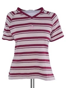 Adidas Camiseta Mujer Rayas Rojo Blanco Manga Corta Talla It 42 M Medium Uk 10 - Imagen 1 de 8