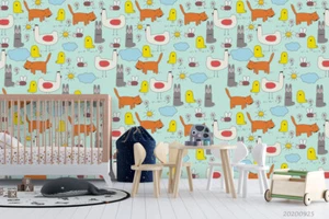3D Cartoon Animal Cute Color Self-adhesive Removable Wallpaper Murals Wall - Picture 1 of 3
