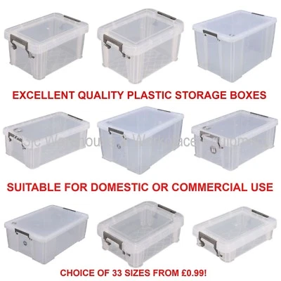 NEW Allstore Commercial Quality Clear Plastic Storage Box Boxes & Lids 33 Sizes - Image 1 of 3