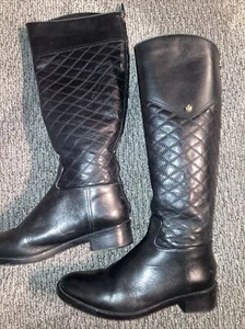 Tory Burch Claremont schwarze gesteppte kniehohe Stiefel Größe 9 wunderschön! EUC - Bild 1 von 24