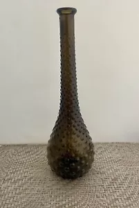 Vintage Amber Empoli Glass Hobnail Bubble Genie Bottle (No Stopper) 15 inch - Picture 1 of 6