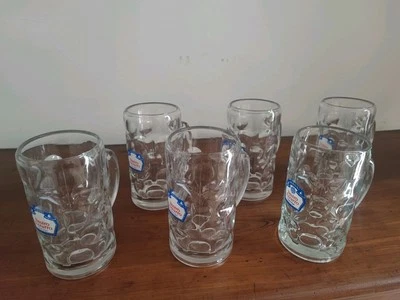 Stock Lotto Vintage  N.6 Boccali Vetro LT.1 Birra Nastro Azzurro Bicchieri  - Immagine 1 di 4