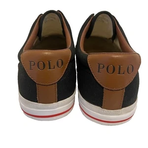 Men's 12D Polo Ralph Lauren Vito Black Canvas Sneakers - Picture 1 of 9