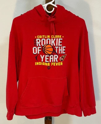 Caitlin Clark 2024 Rookie of the Year Hoodie Indiana Fever WNBA Large Red - Image 1 of 4