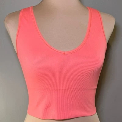 Sujetador deportivo acanalado Athleta Aurora sin costuras coral/rosa talla pequeña Foto 1 de 4