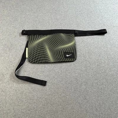 Nike D/MS/X Utility Waist Pack Apron Bag Black Volt Grid Print Zip Belt Swoosh - Image 1 of 4