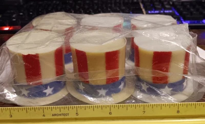 (6) Tazas de sombrero de fiesta de plástico vintage patriótico americano rojo blanco y azul EE. UU. Foto 1 de 4
