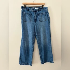 Sailor High Rise Wide Leg Crop Jeans Vintage Indigo Blau Aufgesetzte Tasche Größe 12 - Bild 1 von 13