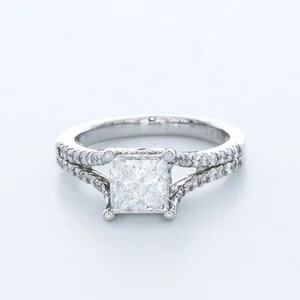 Anillo con halo de diamantes naturales princesa VS2 2 1/4ct F VS2 con alianza de boda - Imagen 1 de 4