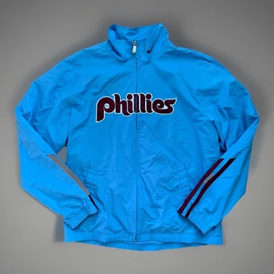 Nike Philadelphia Phillies Full Zip Jacket Retro Logo Lightweight Mens Large EUC - Image 1 of 4