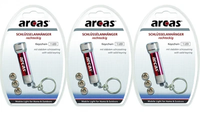 3 x Mini linterna llavero de aluminio con 3 LED potentes. Incluye 3 pilas LR44 - Imagen 1 de 3