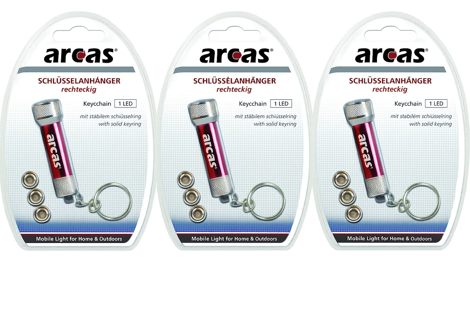3 x Mini linterna llavero de aluminio con 3 LED potentes. Incluye 3 pilas LR44 - Imagen 1 de 3