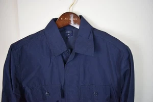 J Crew Jacket Mens Small S Navy Cotton Nylon Utility Chore Shirt Pockets - Picture 1 of 3