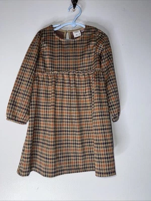 NWT Zara Girls 4/5 Brown Houndstooth Trendy Dress  - Image 1 of 4