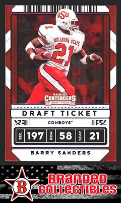 2020 Panini Contenders Draft Barry Sanders Draft Ticket Blue Foil #9 OSU Cowboys - Image 1 of 2
