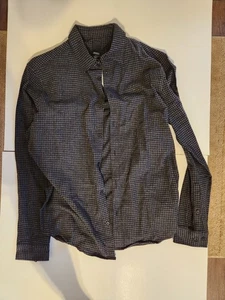 H & M Men’s Heavyweight Gray On Gray Houndstooth Plaid Flannel Regular Fit Sz L - Picture 1 of 7
