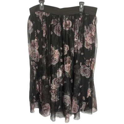 Falda Torrid Mujer 2 Negra Floral Malla Doble Forrada Tul Acampanada Hada Transparente Foto 1 de 4