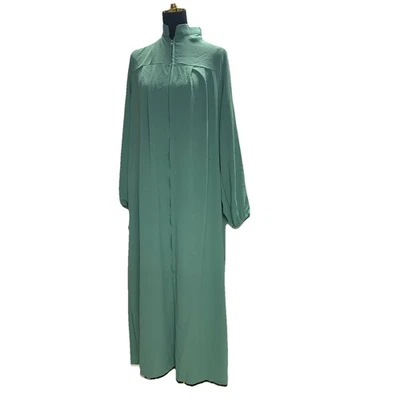 Bata de mujer con cremallera frontal abierta verde claro Foto 1 de 4