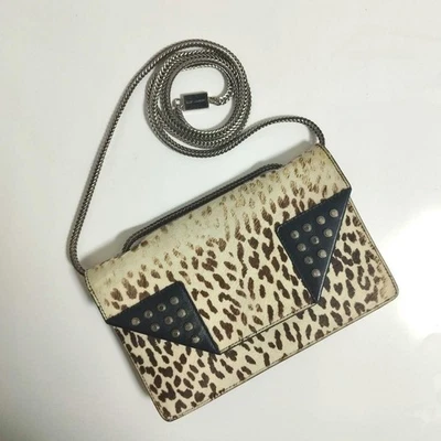 Bolso de hombro Saint Laurent cadena bidireccional - cuero pony con estampado de leopardo Foto 1 de 4