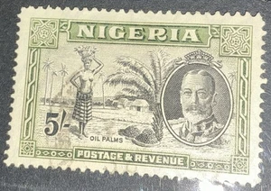 Nigeria George V - 5/- nero e verde oliva SG 43 usato molto bene - C/V £65 - 2025 - Foto 1 di 2