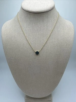 Collar colgante redondo Joya de plata de ley delicado diamante azul aplastado de 18" Foto 1 de 4