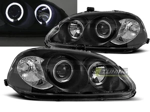 Headlights for Honda CIVIC 95-99 Angel Eyes Black WorldWide FreeShip US LPHO05W  - Bild 1 von 7