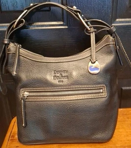 Bolso de Mano DOONEY BOURKE 1975 Cuero Guijarro Negro Este Oeste Bolso de Hombro HOBO Cartera - Imagen 1 de 20