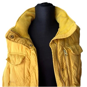 Lands End Yellow 70 Down Filled Puffer Vest Full Zip 1X 16W 18W Outdoor - Picture 1 of 17