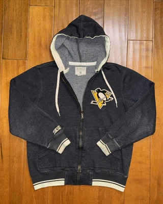 Pittsburgh Penguins Hoodie Mens Medium Gray CCM Hockey Jacket Vintage Full Zip - Image 1 of 4