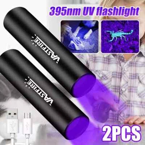 2x LED Luz UV Linterna Luz Negra 365nm Escorpión Ámbar USB Lámpara de Mano - Imagen 1 de 12