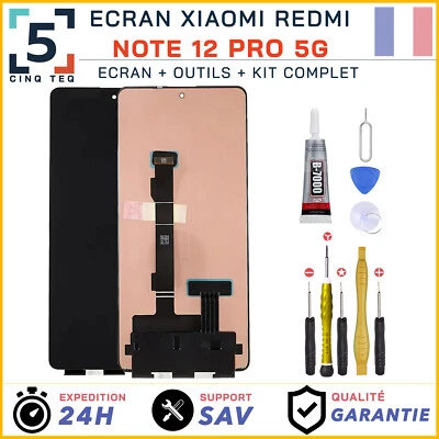 CINQ TEQ Ecran LCD Remplacement pour Xiaomi Redmi Note 12 Pro 5G 22101316G 22101316I +Kit