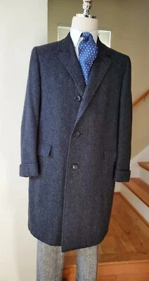 VTG 60s H.Freeman & Son Tweed Gray Wool Ivy mad man Top Coat Overcoat 39S - Image 1 of 4