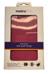 Metro PCS Folio Wallet Case for ZTE Avid Plus, Pink - Picture 1 of 8