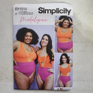 Simplicity R11514 Swimsuit Bathing Suit One-Piece Madalynne Miss XS - 4XL UNCUT - Picture 1 of 6