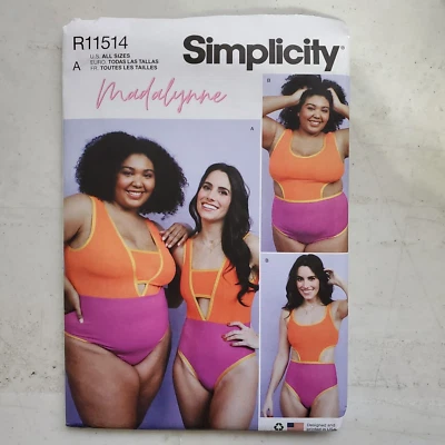 Simplicity R11514 Swimsuit Bathing Suit One-Piece Madalynne Miss XS - 4XL UNCUT - Image 1 of 4