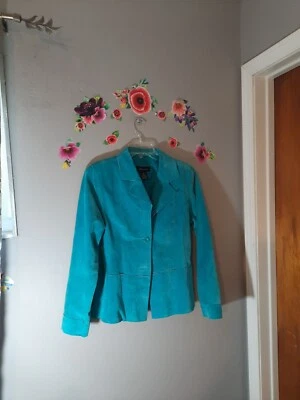 Chaqueta Blazer De Colección Suedessence Para Mujer Gamuza Cuero M Turquesa Brillante Foto 1 de 4