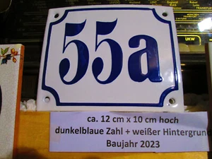 Número de casa 55a azul oscuro número fondo blanco 12cmx10cm El esmalte real - Imagen 1 de 24