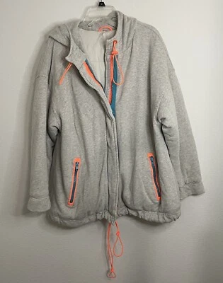 Free People Gabby Acogedora Parka Tejida Sudadera con Capucha Chaqueta Talla GRANDE Gris Foto 1 de 4