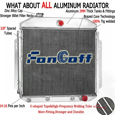 4 Rows Aluminum Radiator Fits 1957-1960 Ford F-100 Chevy Configuration AT/MT US Foto 1 de 4
