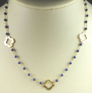 Halskette mit Lapis Hochzeit Brautjungfer Handarbeit Schmuck - Bild 1 von 3