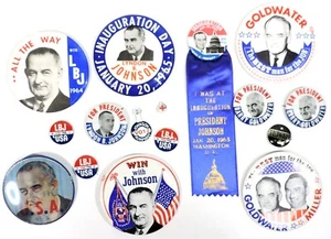 Sixteen 1964 Presidential campaign and inauguration buttons Johnson / Goldwater - Imagen 1 de 3