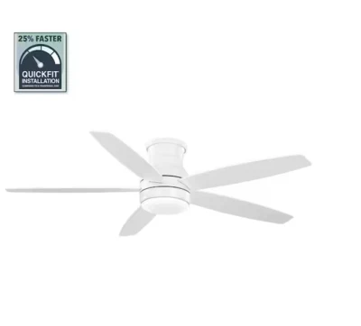 Hampton Bay 60" Ashby Park Ceiling Fan LED Light Integrated - White - Image 1 of 3